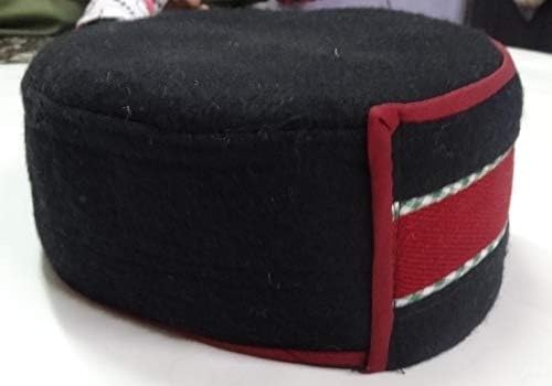 Himachali Patti Yün Topi / Kap Erkekler ve Kadınlar için Siyah kırmızı Şerit İçinde Hint Koleksiyon