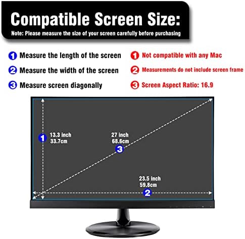 2 ADET 27 27 inç 16:9 Geniş Ekran Masaüstü Monitör için Parlama Önleyici Ekran Koruyucu, Asa/LG/Dell/HP/Acer/ViewSonic/ASUS/Aoc/Samsung