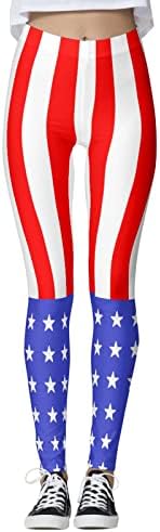 Amerikan Bayrağı Vatansever Legging kadın Yüksek Belli ABD Bayrağı Pantolon Rahat Hafif Atletik Sıkıştırma Egzersiz