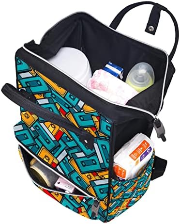 Kaset Pop Art Dikişsiz Desen bebek bezi çantası Sırt Çantası Bebek Bezi Değiştirme Çantaları Çok Fonksiyonlu Büyük