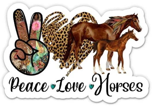Barış Aşk Atlar Sticker-3 laptop etiketi - Su Geçirmez Vinil Araba, Telefon, Su Şişesi-At Sevgilisi Çıkartması