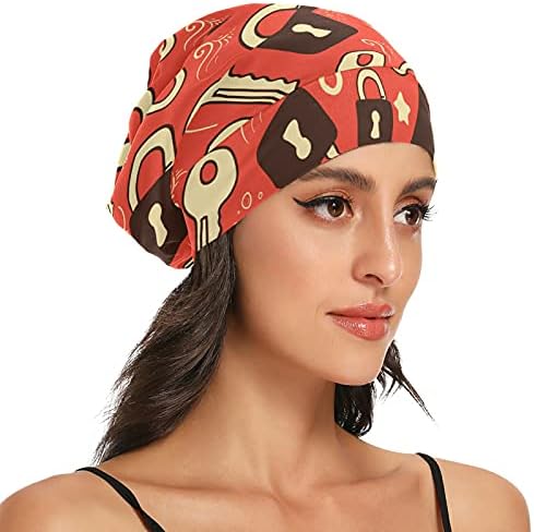 Kafatası Kap Uyku Kap Çalışma Şapka Bonnet Beanies Kadınlar için Anahtar Kırmızı Uyku Kap Çalışma Şapka Saç Şapkalar