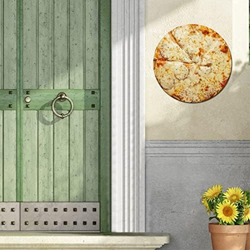 Yuvarlak Metal İşareti Komik Lezzetli Yemek Pizza Dekoratif Duvar Kapı İşareti Vintage Daire Çelenk İşareti Metal