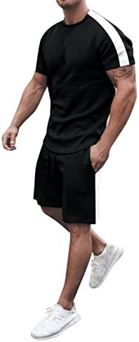 Erkek 2 Parça Kıyafetler Rahat Eşofman Kargo Şort Yaz Takım Elbise Büyük Boy Kısa Kollu Spor Seti Eşofman