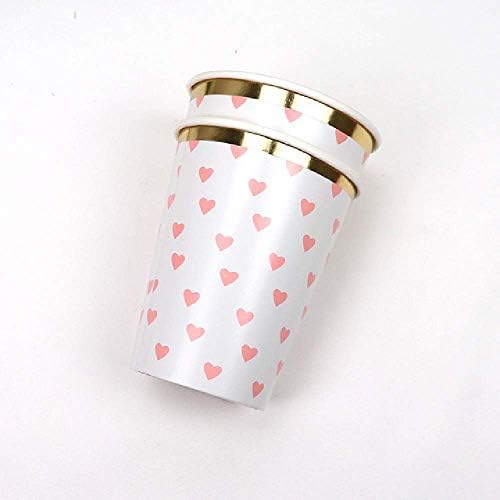 8 Adet / grup kalp şeklinde Tek Kullanımlık Sofra Kağıt Tabak Bardak Düğün Dekor Mutlu Doğum Günü sevgililer Günü