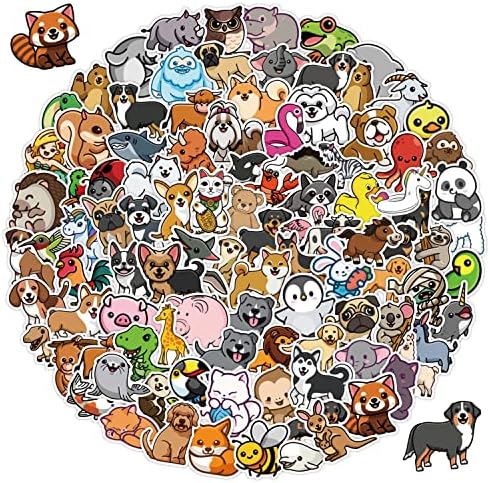 Çocuklar için hayvan Çıkartmaları,100 adet, Su Şişeleri için Sevimli Karikatür Hayvanlar Dizüstü Telefon Kaykay