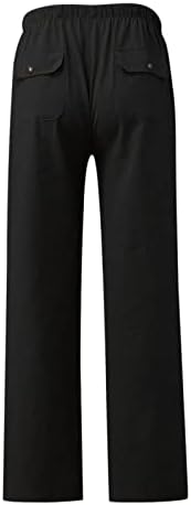 MtsDJSKF Keten Pantolon Kadın Yaz, Düz Yüksek Bel Geniş Bacak Şık İpli Keten Pantolon Cepler ile Seyahat Pantolon