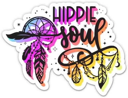 Hippi Soul Renkli Etiket-3 laptop etiketi - Su Geçirmez Vinil Araba, Telefon, Su Şişesi-Sevimli Boho Hippi Soul Çıkartması