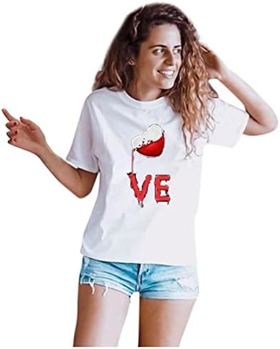 Kadın Sonbahar Yaz Bluz Kısa Kollu Giyim Moda Crewneck Pamuk Grafik Rahat Üst T Shirt Kızlar için 7Z 7Z