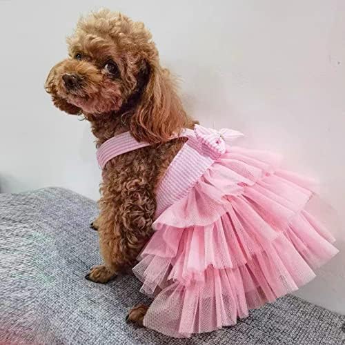 Küçük Köpekler için köpek Elbiseleri Kız Köpek Elbise Yaz Evcil Hayvan Giysileri Çizgili Örgü Yavru Köpek Prenses
