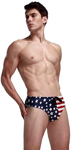 TAKUSHI HF erkek ABD Bayrağı Yıldız Low Rise Mayo Bikini Külot Plaj Mayo