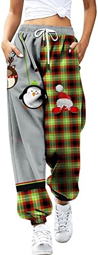 Noel Yüksek Bel Ter Pantolon Bayan Cinch Alt Joggers Cepler ile Salon Pantolon Baggy koşu pantolonu