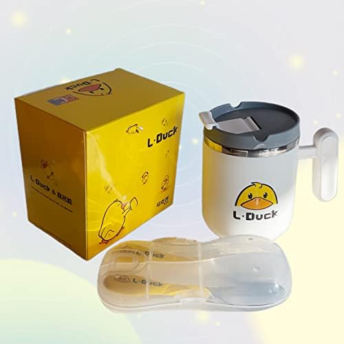 ZHOPPS Yalıtımlı Kahve Kupa Genç Sarı Ördek Desen Çift Katlı İçecekleri Sıcak veya Soğuk Tutmak için Paslanmaz Çelik