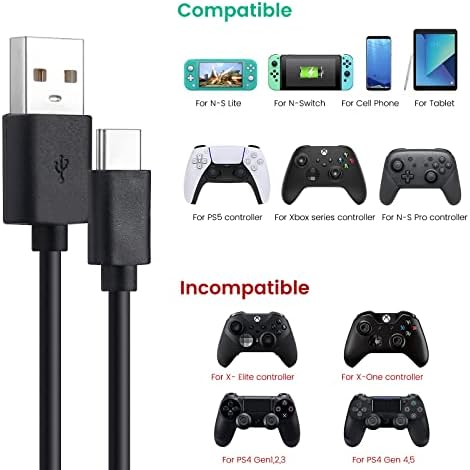 Xbox Serisi X S, PS5 Denetleyicisi, Nintendo Anahtarı için Uyumlu Şarj Kablosu-10 ft Uzunluğunda Güç Kablosu