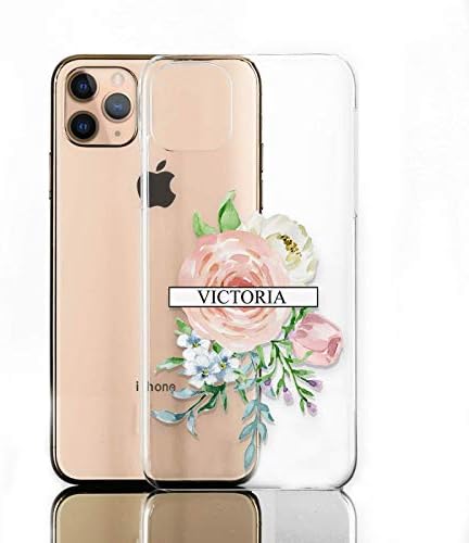 Kişiselleştirilmiş telefon kılıfı İçin Onur 20 (2019), Beyaz İsim Kutusu Pembe Çiçekler Şeffaf Sert Kapak