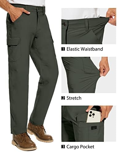 PULI yürüyüş pantolonu Erkekler için Hafif İş Su Geçirmez Kargo Streç Rahat Rahat Fit Açık cepli pantolon