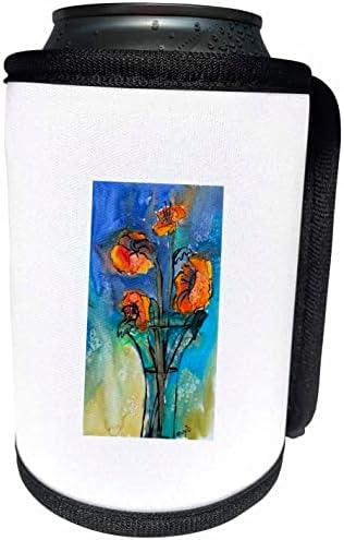 Vazo Mavi Arka Planda Portakal Çiçekleri 3dRose Görüntü. - Şişe Sargısını Soğutabilir (cc-371699-1)