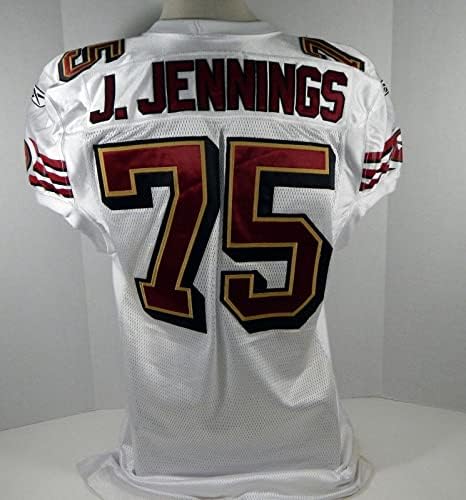 2008 San Francisco 49ers Jonas Jennings 75 Oyun Verilmiş Beyaz Forma DP08183-İmzasız NFL Oyunu Kullanılmış Formalar