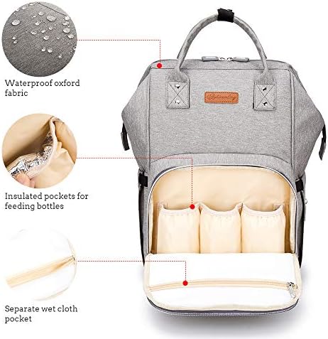 Bebek bezi çantası Sırt Çantası Bebek Yalıtımlı Cepler Arabası Sapanlar Değişen Ped ve USB şarj portu
