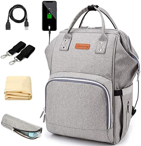 Bebek bezi çantası Sırt Çantası Bebek Yalıtımlı Cepler Arabası Sapanlar Değişen Ped ve USB şarj portu