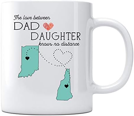 Eyalet Indiana New Hampshire ile Kızından Baba için Uzun Mesafe ilişkisi Kahve Kupası Baba ve Kızı Arasındaki Aşk