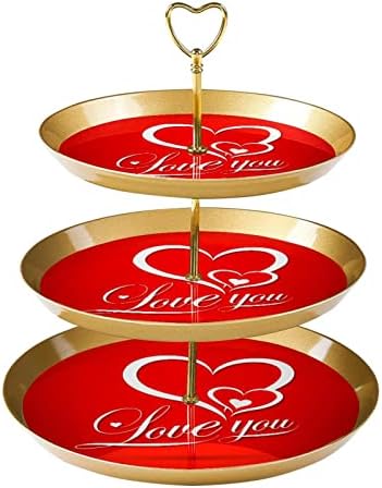 Tatlı Fincan Kek Standı, Masa Dekorasyon için Düğün Doğum Günü Partisi Kutlama, sevgililer Günü Renkli Aşk Kalp Desen