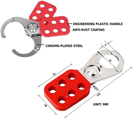 Kilitleme Etiketleme Hasp, Kaplamalı Saplı ve Uzatılmış Çeneli Çelik Hasp Kilidi, 6'lı Paket